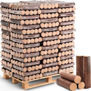 holz4home Holzbriketts, 960 kg, auf Palette, Hartholz Eiche Buche, für Öfen, gleichmäßiges Verbrennen, lange Flamm- & Glutdauer, hoher Heizwert 4,8 kWh/kg, stark gepresst
